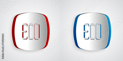 Paper cut Leaf Eco symbol icon isolated on grey background. Banner, label, tag, logo, sticker for eco green. Paper art style. Vector