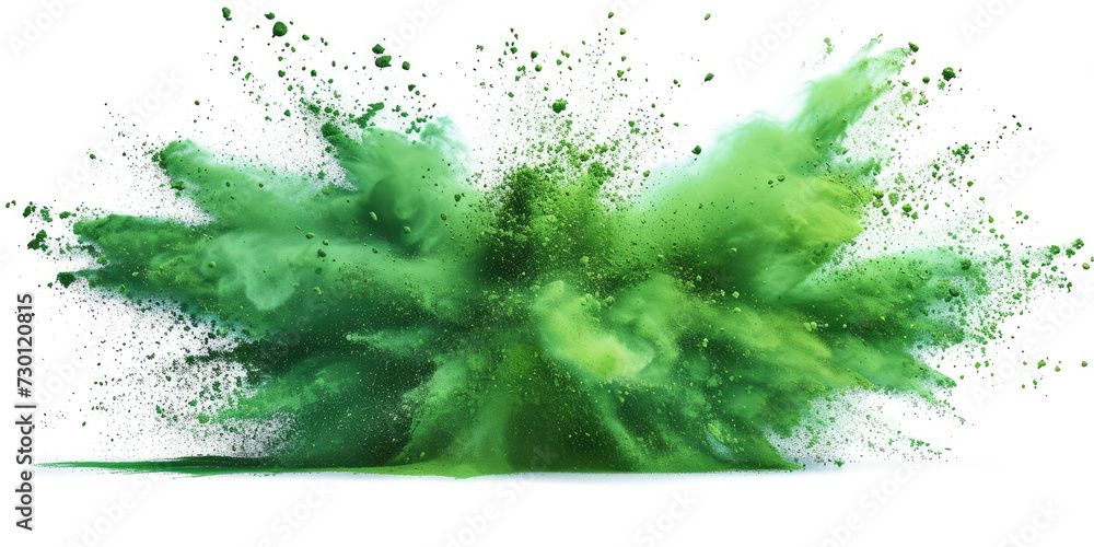 Green Exploding Mist green splash painting on white background, green powder dust paint ...