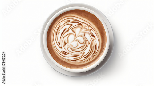 Coffee latte or cappuccino foam art isolated on white