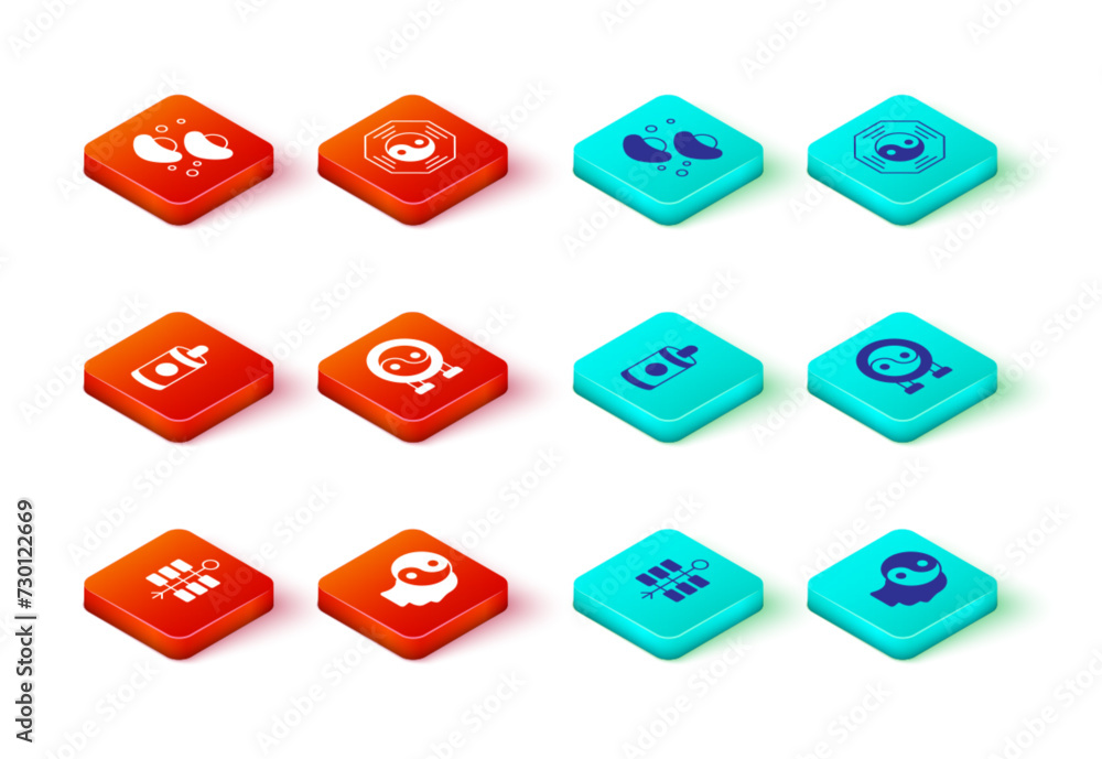 Set Firework, Yin Yang symbol, and Chinese fortune cookie icon. Vector Set Firework, Yin Yang symbol, and Chinese fortune cookie icon. Vector