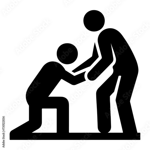 a man help other man vector icon black color silhouette, white background