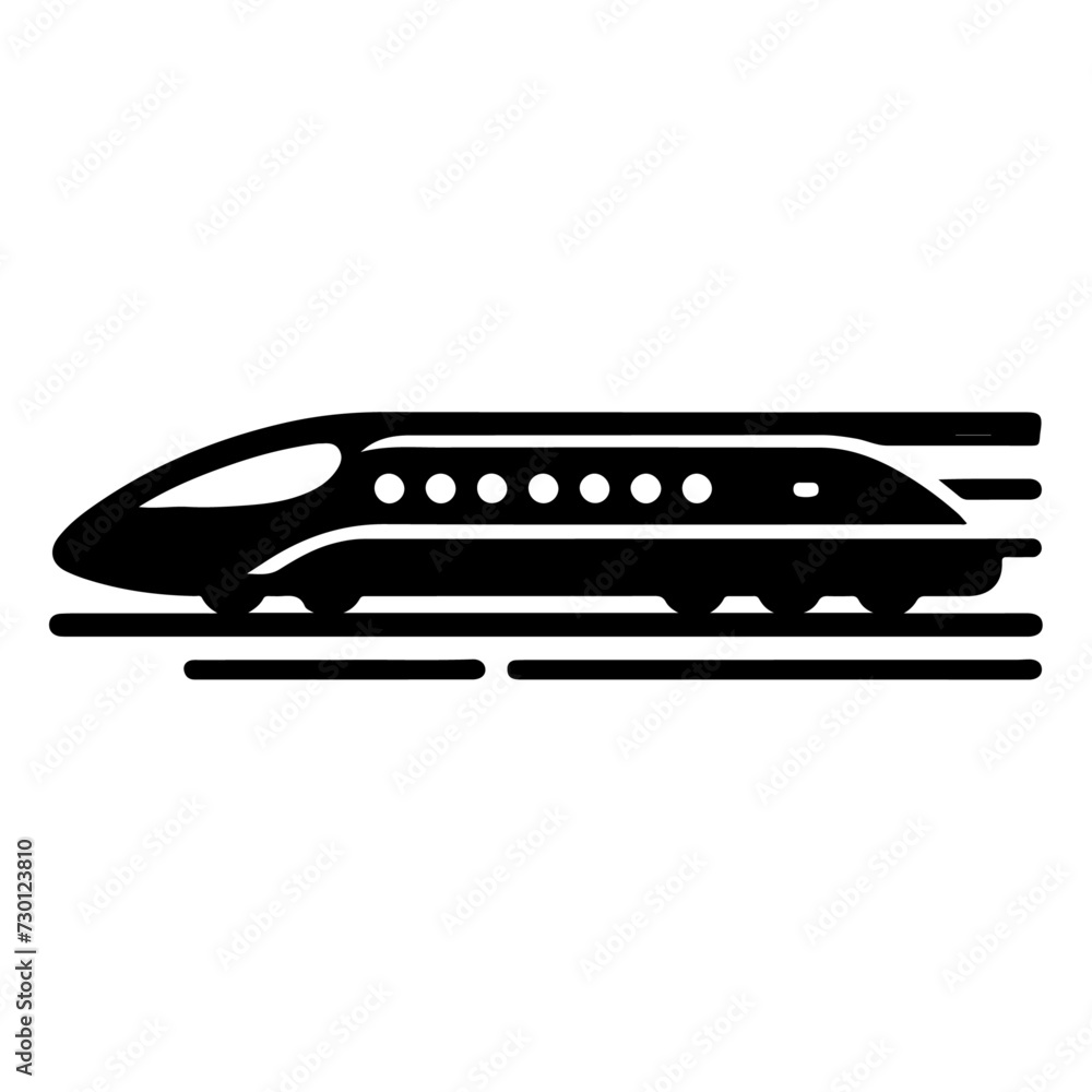 minimal japanes bullet train icon vector clipart silhouette, white background