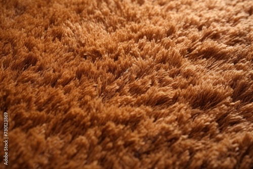 flat, A close-up photo of a brown plush carpet