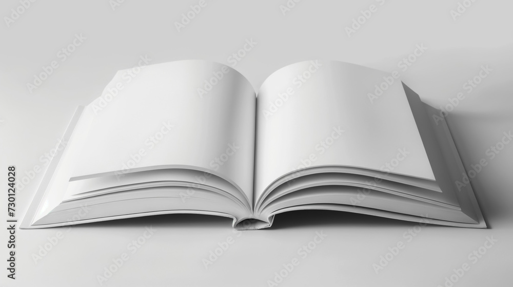 Blank book mockup with white pages