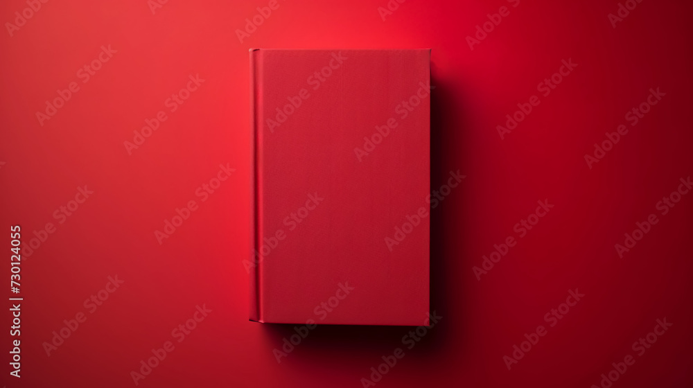 Blank red book cover mockup, red background Blank red book cover mockup, red background