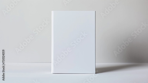 Blank white book cover mockup, white background