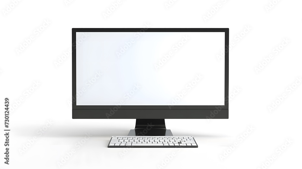 Computer mockup with blank white screen on white background Computer mockup with blank white screen on white background