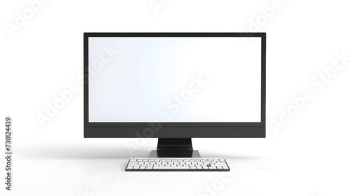 Computer mockup with blank white screen on white background