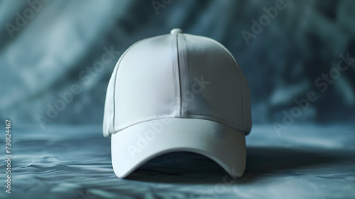 Blank white baseball cap mockup on grey background