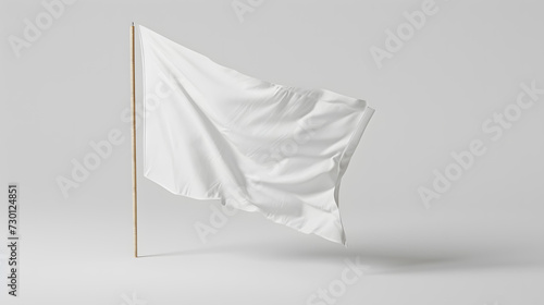The blank white flag mockup on white background photo