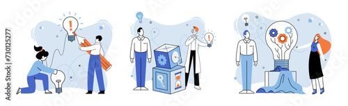 Idea in a box vector illustration. A discovery is treasure hidden beneath layers traditional thinking The concept idea in box constrains growth creative seedlings Project development flourishes