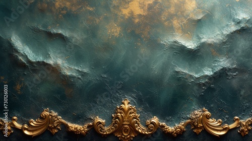 Textured Background in Shades of Teal and Aquamarine with a Darker Mottled Pattern Sense of Depth - Ocean View from above Style - Decorative Ornate Elements created with Generative AI Technology