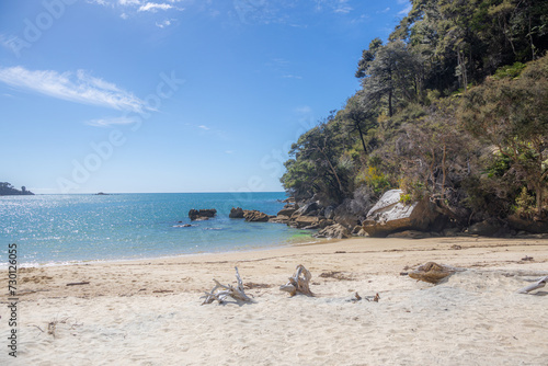 Fototapeta Naklejka Na Ścianę i Meble -  deserted beach of abel tasman island in new zealand