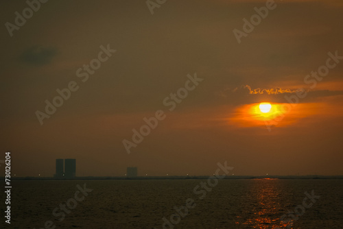 view of the coast of Jakarta in the afternoon