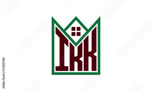 IKK initial letter real estate builders logo design vector. construction ,housing, home marker, property, building, apartment, flat, compartment, business, corporate, house rent, rental, commercial photo