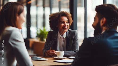 Positive Collaborations: Business People in a Meeting, Smiling as Ideas Flourish and Connections Strengthen