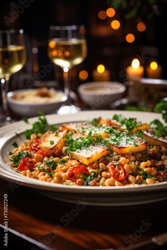 Fregola with Seafood Brodetto. Best For Banner, Flyer, and Poster
