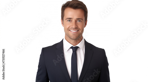 smiling businessman portrait isolated on white, portrait of a smiling person