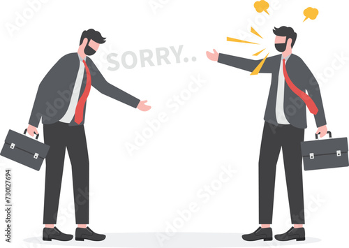 Apologize or say sorry, regret for what happen asking for forgiveness, professional or leadership after mistake or failure, pardon or feel sad concept, businessman bow down say sorry for apologize.

