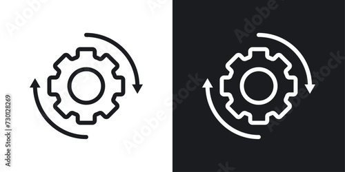 Workflow process icon designed in a line style on white background.