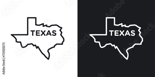 Texas map icon designed in a line style on white background. photo