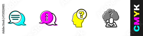 Set Speech bubble chat, Information, Head with question mark and icon. Vector