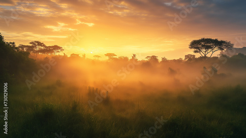 Sunlit African Forest  Vibrant Illustration of African Forest  A Showcase of Nature s Diversity