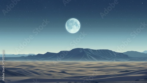 Reduced-detail landscape of the Painted Desert under moonlight, highlighting gentle transitions and minimalistic shadowing for tranquility.