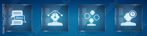 Set Online psychological counseling, Hypnosis, Schizophrenia and Insomnia. Square glass panels. Vector