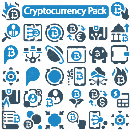 Cryptocurrency icon set vector illustration
