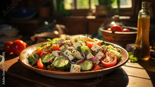 Greek Salad with Kalamata Olives and Feta. Best For Banner, Flyer, and Poster