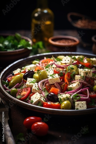 Greek Salad with Kalamata Olives and Feta. Best For Banner, Flyer, and Poster