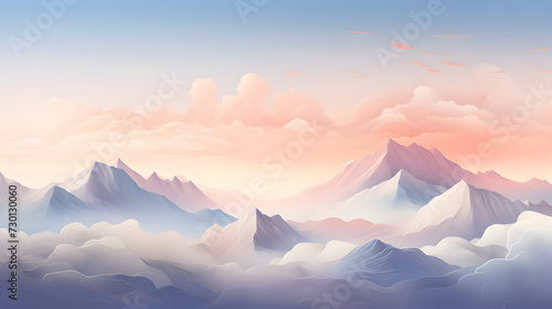 Pink cloud and mountain dream on background,, Dreamy Pink Clouds and Mountains Background
