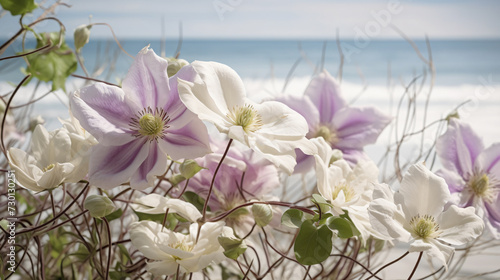 Clematis swaying by the seaside.