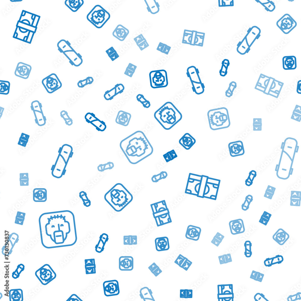 Set line Rapper, Stacks paper money cash and Skateboard on seamless pattern. Vector Set line Rapper, Stacks paper money cash and Skateboard on seamless pattern. Vector