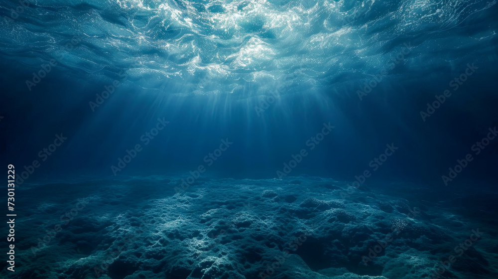 underwater, sea, ocean, blue, deep, water - obrazy, fototapety, plakaty 