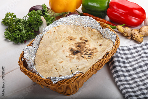 Indian tandoori bread in the basket