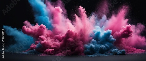Colored powder explosion. Multicolored powder 