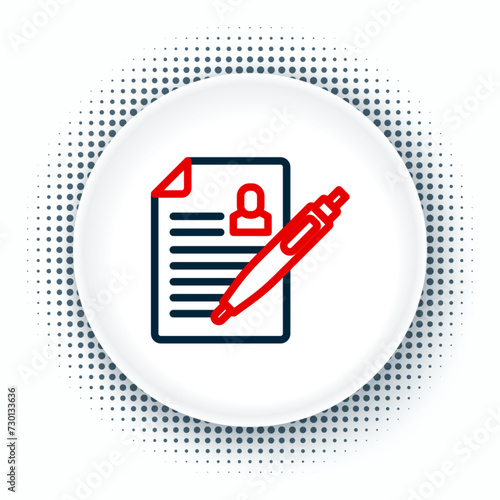 Line Resume icon isolated on white background. CV application. Searching professional staff. Analyzing personnel resume. Colorful outline concept. Vector