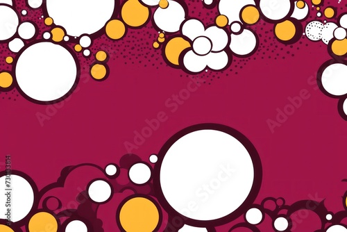 Burgundy vintage pop art style speech bubble vector pattern