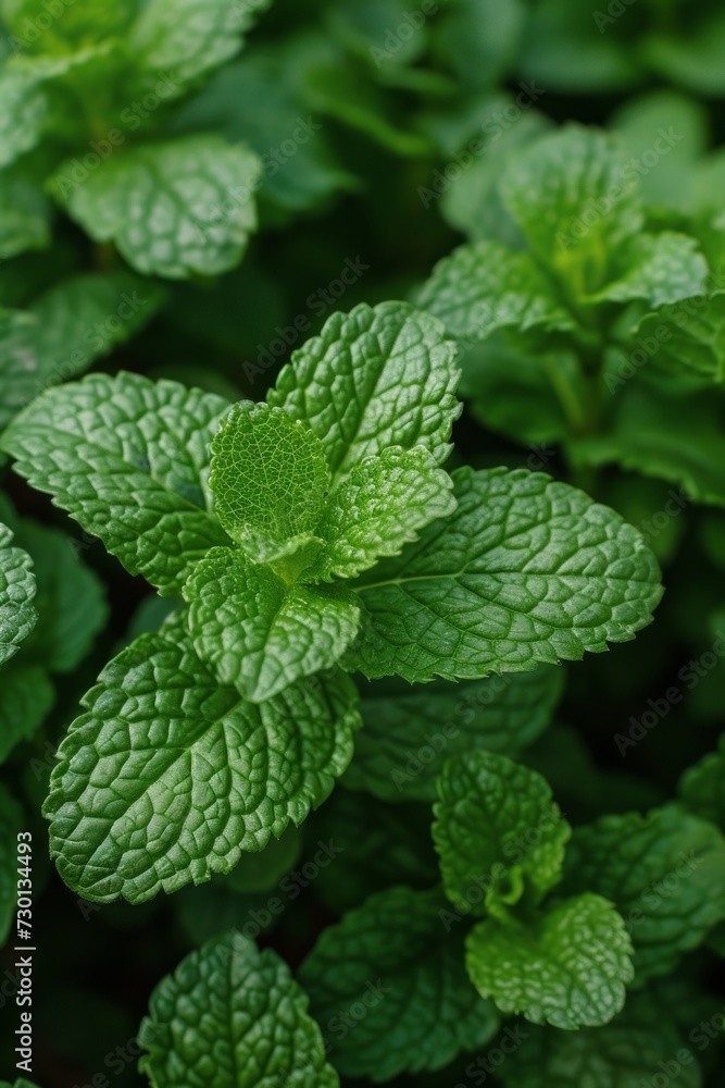 A patch of fragrant mint leaves, ideal for refreshing herbal teas A patch of fragrant mint leaves, ideal for refreshing herbal teas