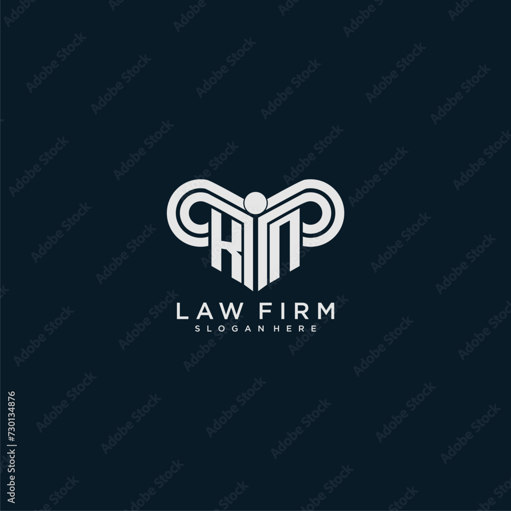 KN initial monogram logo lawfirm with pillar design KN initial monogram logo lawfirm with pillar design