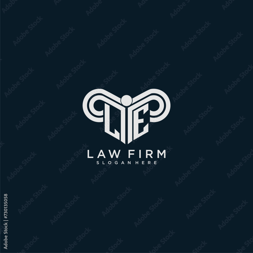 LE initial monogram logo lawfirm with pillar design LE initial monogram logo lawfirm with pillar design