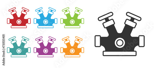 Black Fire hydrant icon isolated on white background. Set icons colorful. Vector