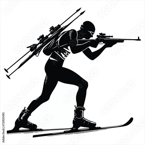 biathlon silhouette  , biathlon vector silhouette  , biathlon players set  of  silhouette 