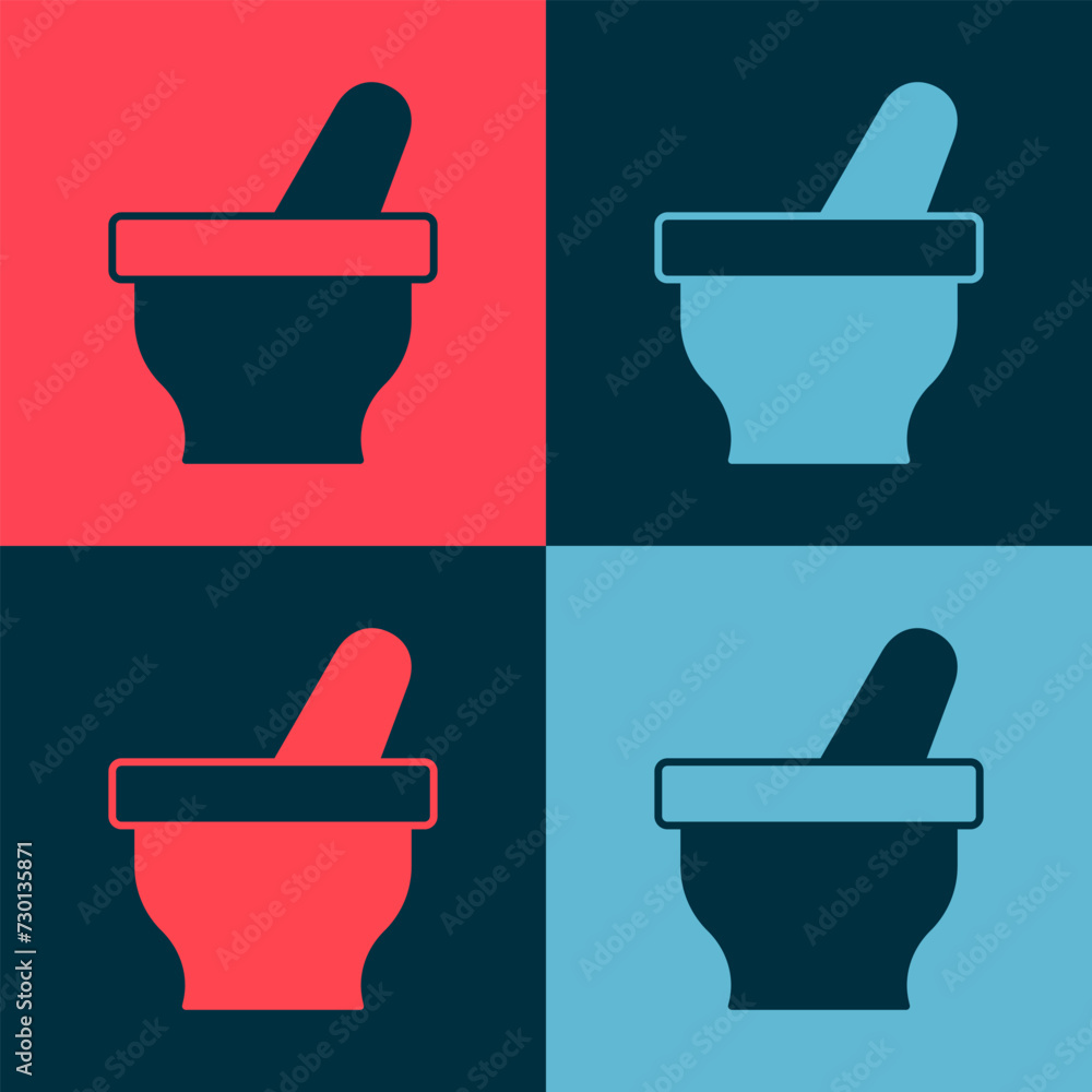 Pop art Mortar and pestle icon isolated on color background. Vector Pop art Mortar and pestle icon isolated on color background. Vector