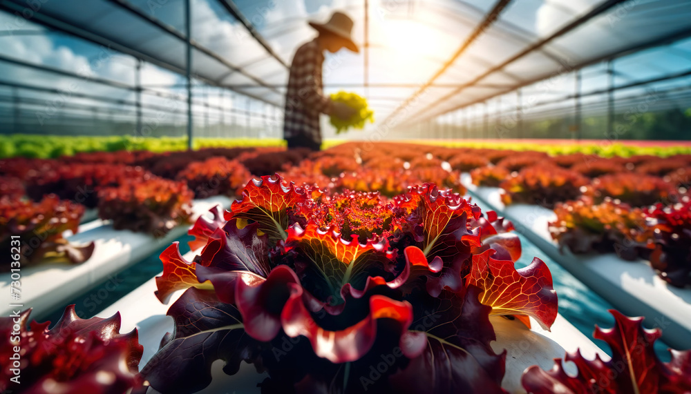 Hydroponic lettuce can be grown without soil, but it still requires a growing medium to support the plants. Common options include rockwool cubes, perlite, coconut coir, or other inert media  - obrazy, fototapety, plakaty 