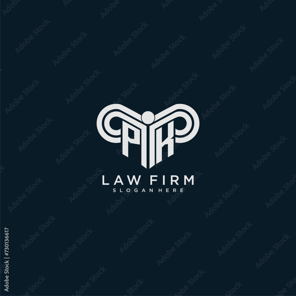 PK initial monogram logo lawfirm with pillar design