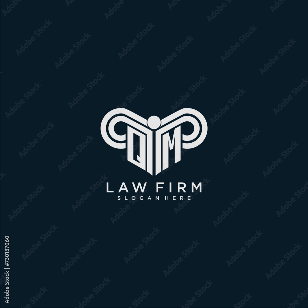 QM initial monogram logo lawfirm with pillar design QM initial monogram logo lawfirm with pillar design