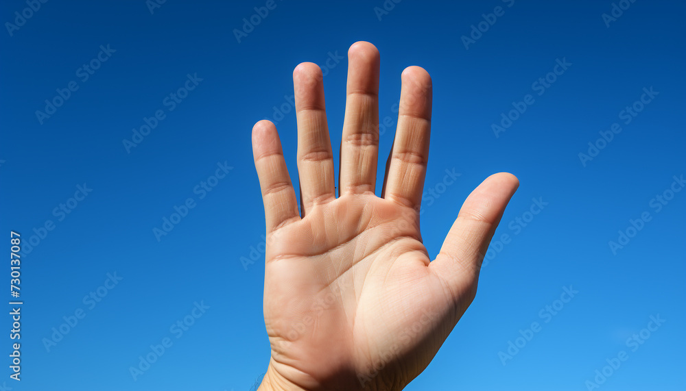 Hand reaching up, symbol of success and inspiration in nature generated by AI Hand reaching up, symbol of success and inspiration in nature generated by AI